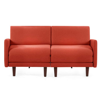 Canapé convertible lit Likoolis  2/3 places PACHA DUO 160 cm LARGE avec accoudoirs larges - Tissu orange