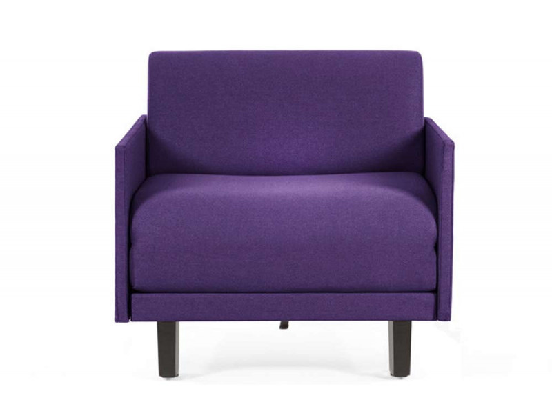  	Fauteuil convertible lit Likoolis 1 Place ROLLER 70 MEDIUM avec accoudoirs fins tissu prune
