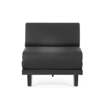 Fauteuil convertible lit Likoolis 1 Place ROLLER 80 cm SMALL sans accoudoirs cuir artificiel noir