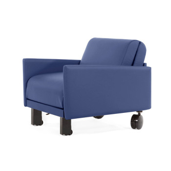 Fauteuil convertible lit Likoolis accompagnant, classé au feu M2, ROLLER 70 LARGE avec accoudoirs larges - bleu