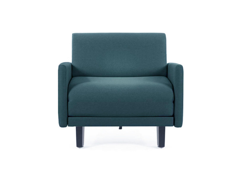 Fauteuil convertible lit Likoolis 1 Place ROLLER 70 LARGE avec accoudoirs larges tissu gris aquamarine