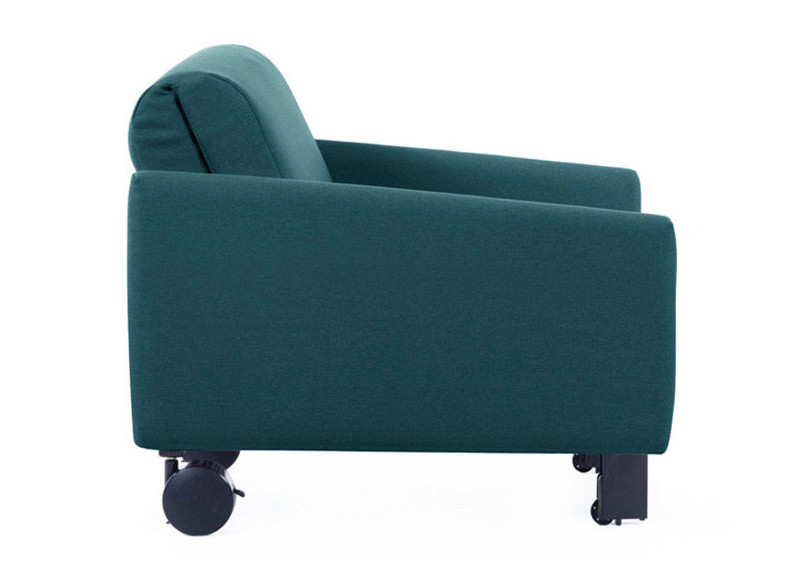 Fauteuil convertible lit Likoolis  1 Place ROLLER 80 LARGE avec accoudoirs larges tissu aquamarine