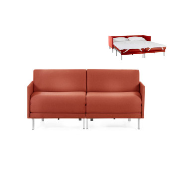 Canapé convertible lit Likoolis 2/3 places Design BOSS DUO 160 cm MEDIUM avec accoudoirs fins tissu orange