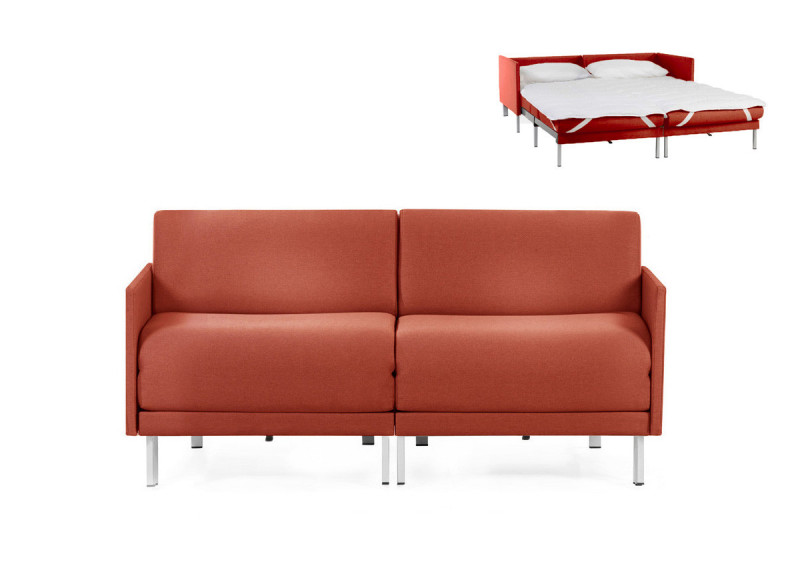 Canapé convertible lit Likoolis 2/3 places Design BOSS DUO 160 cm MEDIUM avec accoudoirs fins tissu orange Canapé convertible lit Likoolis 2/3 places Design BOSS DUO 160 cm MEDIUM avec accoudoirs fins tissu orange