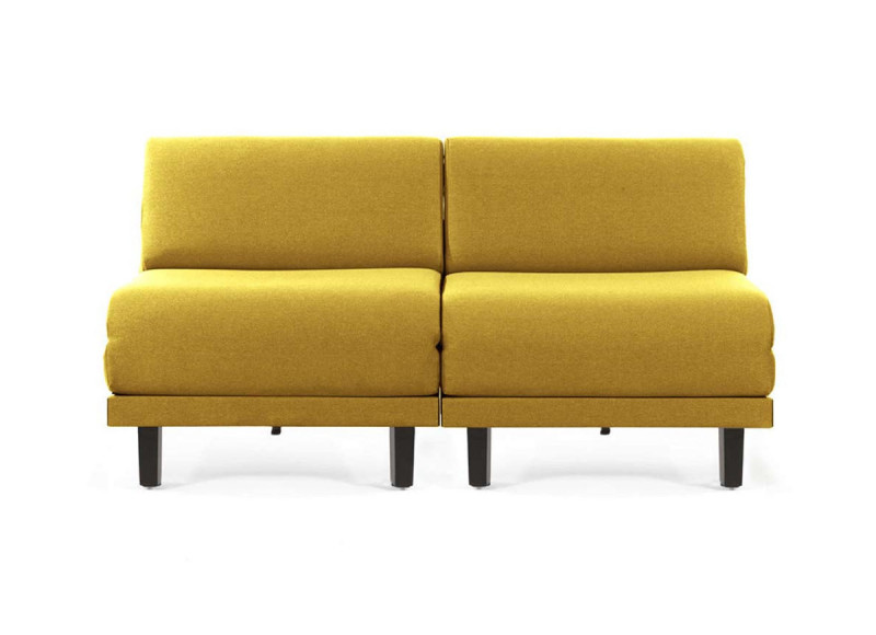 Canapé convertible lit Likoolis 2 Places ROLLER DUO 140 cm SMALL sans accoudoirs cuir artificiel - tissu yellow