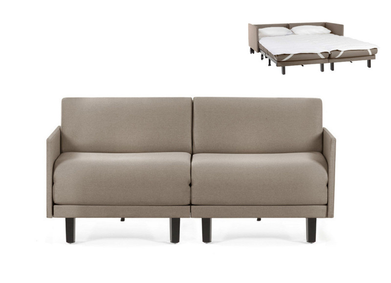 Canapé convertible lit Likoolis  2/3 Places ROLLER DUO 160 MEDIUM tissu taupe