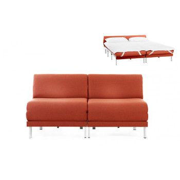 Canapé convertible lit Likoolis  2/3 places Design BOSS DUO 160 cm SMALL sans accoudoirs tissu orange