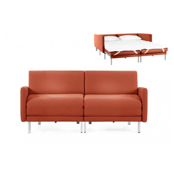 Canapé convertible lit Likoolis 2/3 places Design BOSS DUO 160 cm LARGE avec accoudoirs larges tissu orange