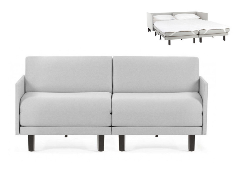 Canapé convertible lit Likoolis  2/3 Places ROLLER DUO 160 MEDIUM tissu gris clair