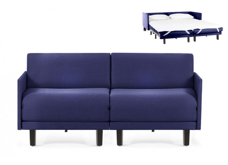 Canapé convertible lit Likoolis  2/3 Places ROLLER DUO 160 MEDIUM tissu bleu