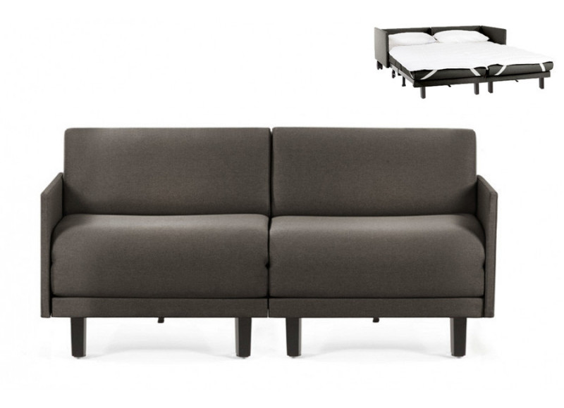 Canapé convertible lit Likoolis  2/3 Places ROLLER DUO 160 MEDIUM tissu gris foncé