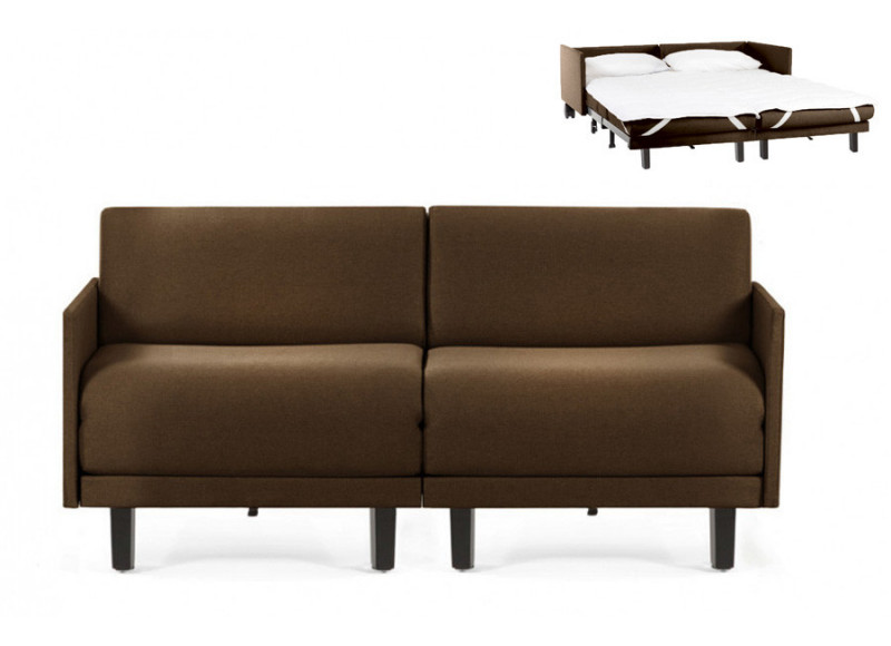 Canapé convertible lit Likoolis  2/3 Places ROLLER DUO 160 MEDIUM tissu marron