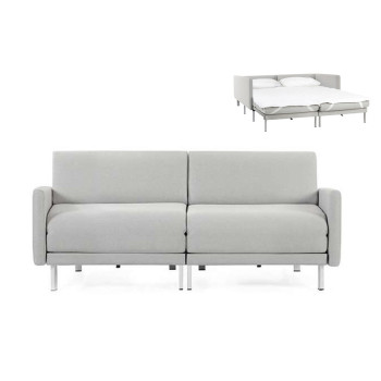 Canapé convertible lit Likoolis  2 places Design BOSS DUO 140 cm LARGE avec accoudoirs larges tissu light grey