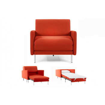 Fauteuil convertible lit Likoolis 1 Place BOSS 80 cm LARGE avec accoudoirs larges tissu orange