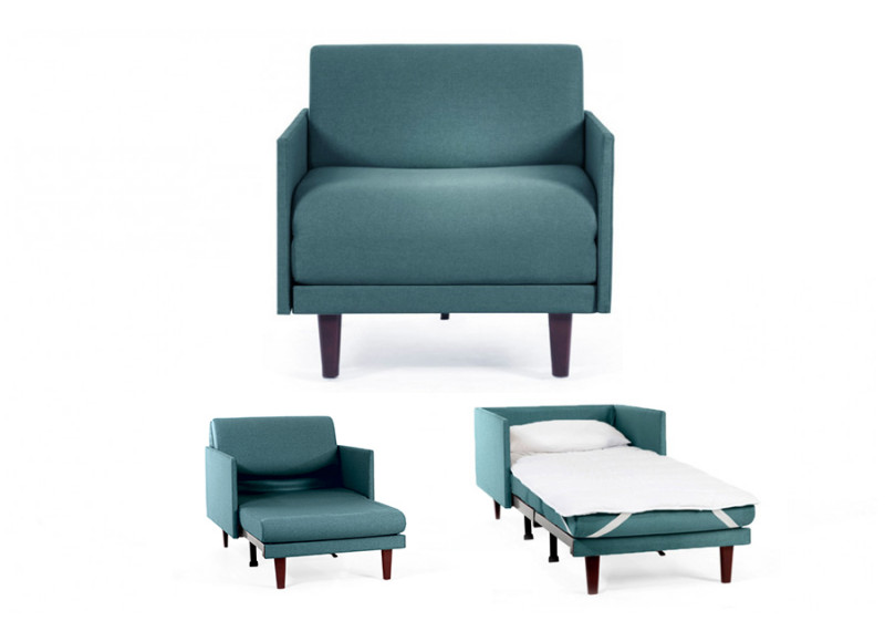 Fauteuil convertible lit 1 Place PACHA 70 cm MEDIUM avec accoudoirs fins tissu vert aquama Fauteuil convertible lit 1 Place PACHA 70 cm MEDIUM avec accoudoirs fins tissu vert aquama