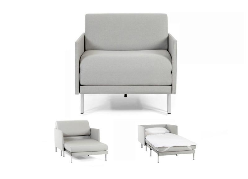 Fauteuil convertible lit Likoolis 1 Place BOSS 70 cm MEDIUM avec accoudoirs fins tissu gris clair Fauteuil convertible lit Likoolis 1 Place BOSS 70 cm MEDIUM avec accoudoirs fins tissu gris clair