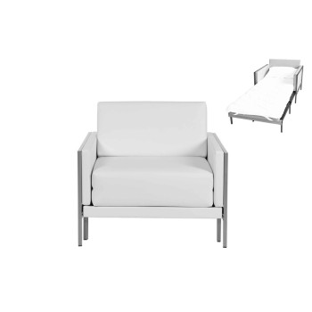 Fauteuil convertible lit Likoolis 1 Place CARRE 80 avec accoudoirs  cuir blanc