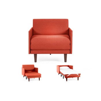 Fauteuil convertible lit 1 Place PACHA 70 cm MEDIUM avec accoudoirs fins tissu orange