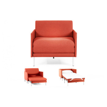 Fauteuil convertible lit Likoolis 1 Place BOSS 80 cm MEDIUM avec accoudoirs fins tissu orange