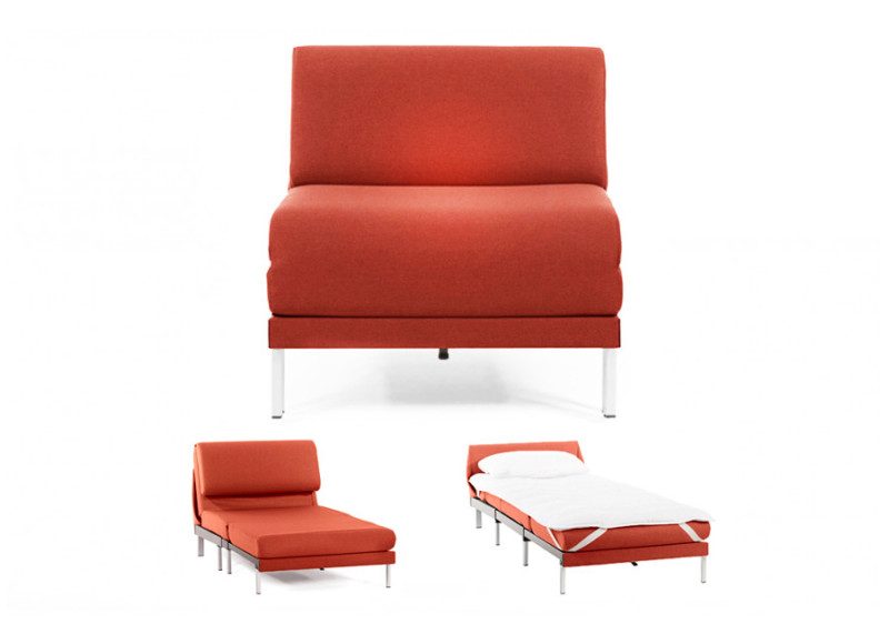 Fauteuil convertible lit Likoolis 1 Place BOSS 80 cm SMALL sans accoudoirs tissu orange