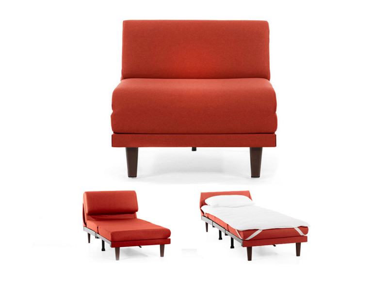 Fauteuil convertible lit Likoolis 1 Place PACHA 70 cm SMALL sans accoudoirs tissu orange Fauteuil convertible lit Likoolis 1 Place PACHA 70 cm SMALL sans accoudoirs tissu orange