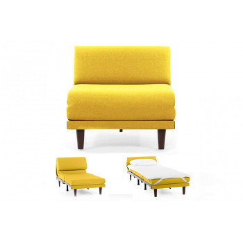 Fauteuil convertible lit Likoolis 1 Place PACHA 80 cm SMALL sans accoudoirs tissu yellow