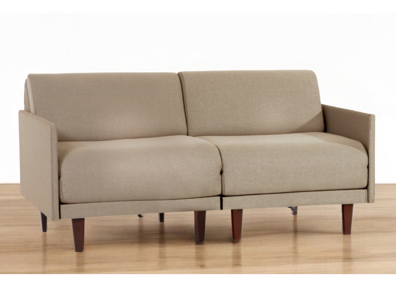 Canapé convertible lit Likoolis 2 places PACHA DUO 140 cm MEDIUM avec accoudoirs fins tissu chiné marron