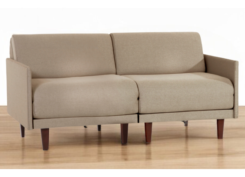Canapé convertible lit Likoolis 2 places PACHA DUO 140 cm MEDIUM avec accoudoirs fins tissu chiné marron
