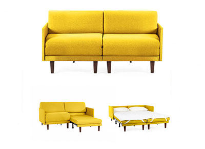 canapé convertible 160cm jaune