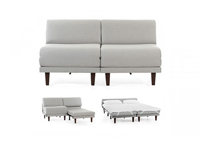 Canapé convertible 2 / 3 places likoolis style scandinave gris clair